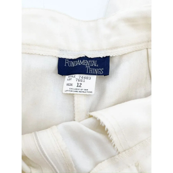Urban Outfitters Fundamental Things Casual Pants Women Size 12 Cream 90s Pleated - Picture 5 of 5